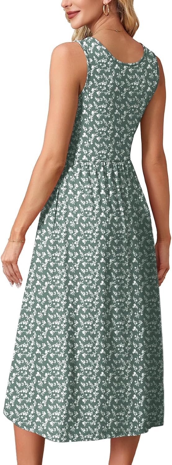 Sleeveless Empire Waist Pocketed Midi