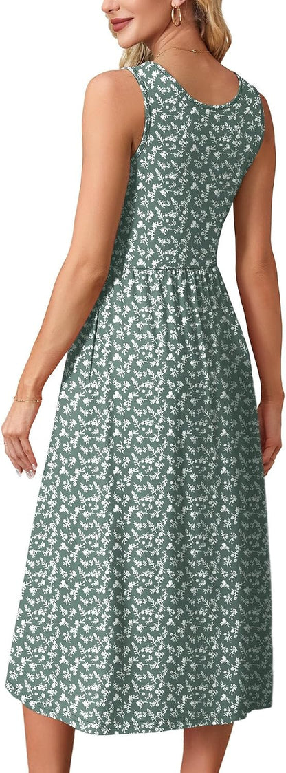 Sleeveless Empire Waist Pocketed Midi