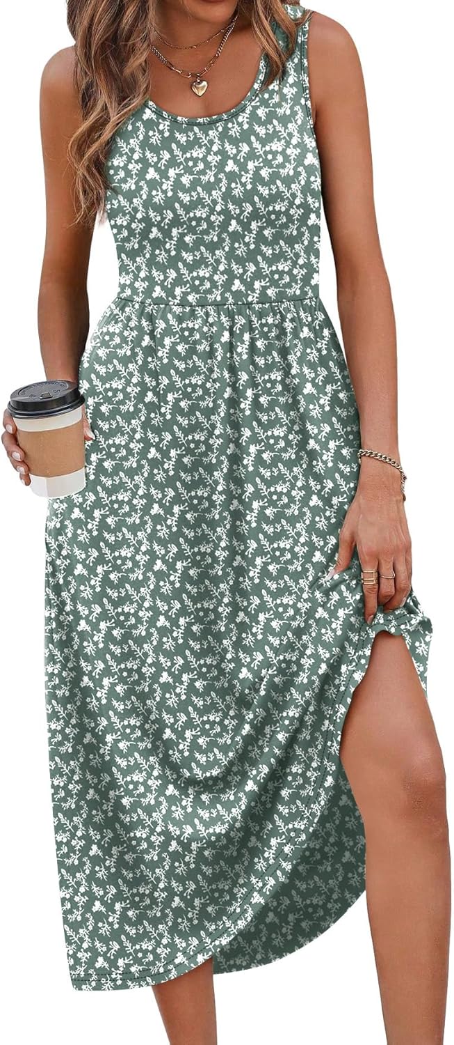 Sleeveless Empire Waist Pocketed Midi