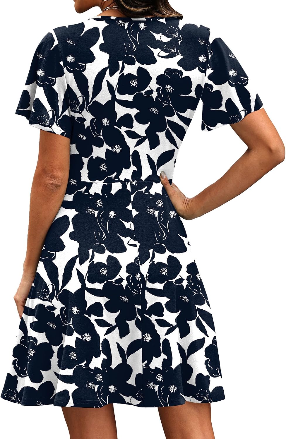 Elegant Ruffle Sleeve Wrap Dress