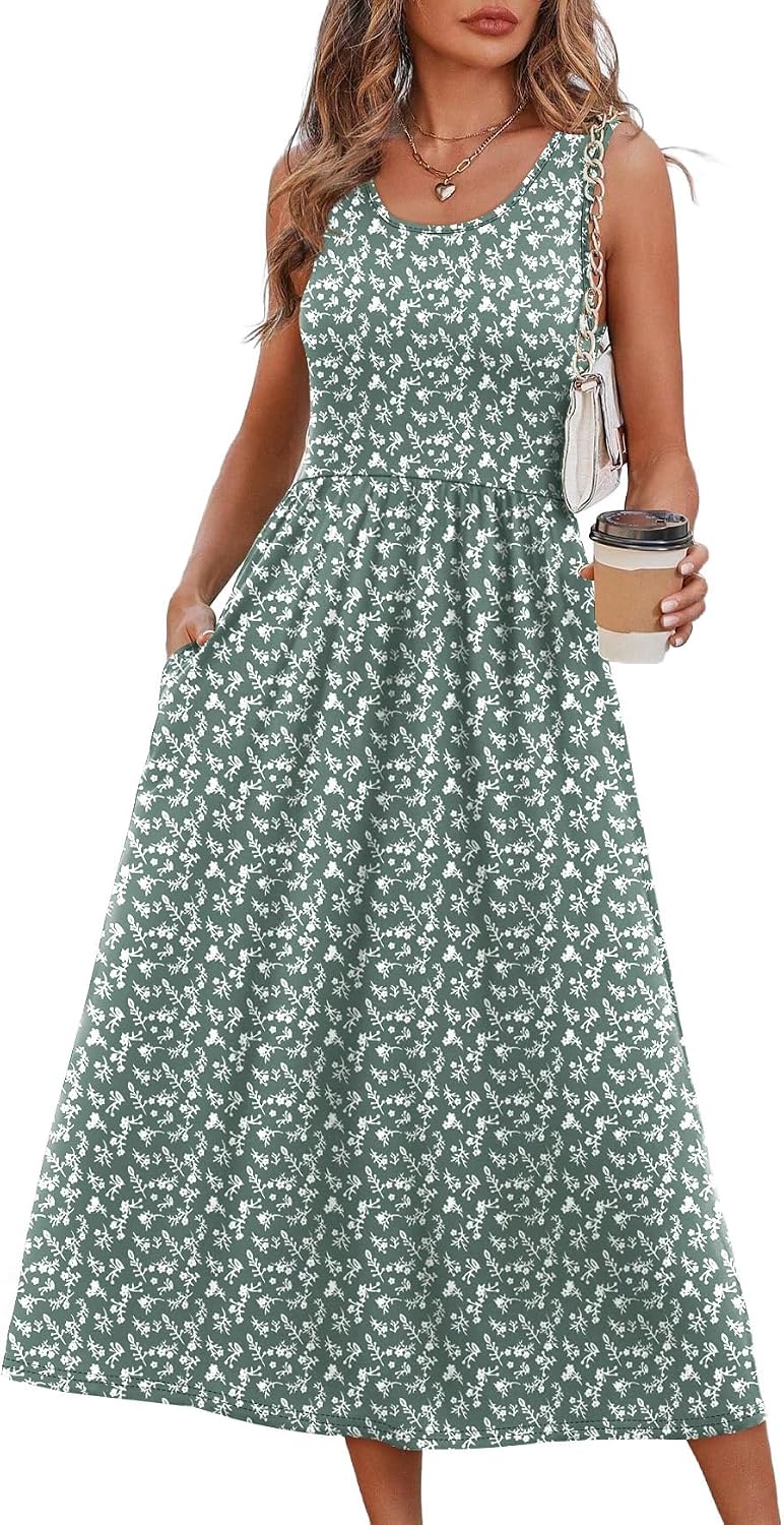 Sleeveless Empire Waist Pocketed Midi